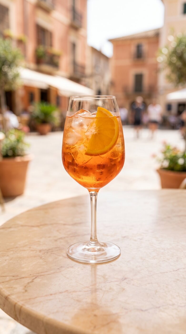 Spritz en la terraza de la plaza de Artà