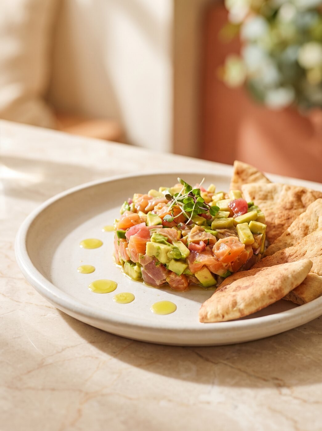 Tartar y ceviche de pescado fresco