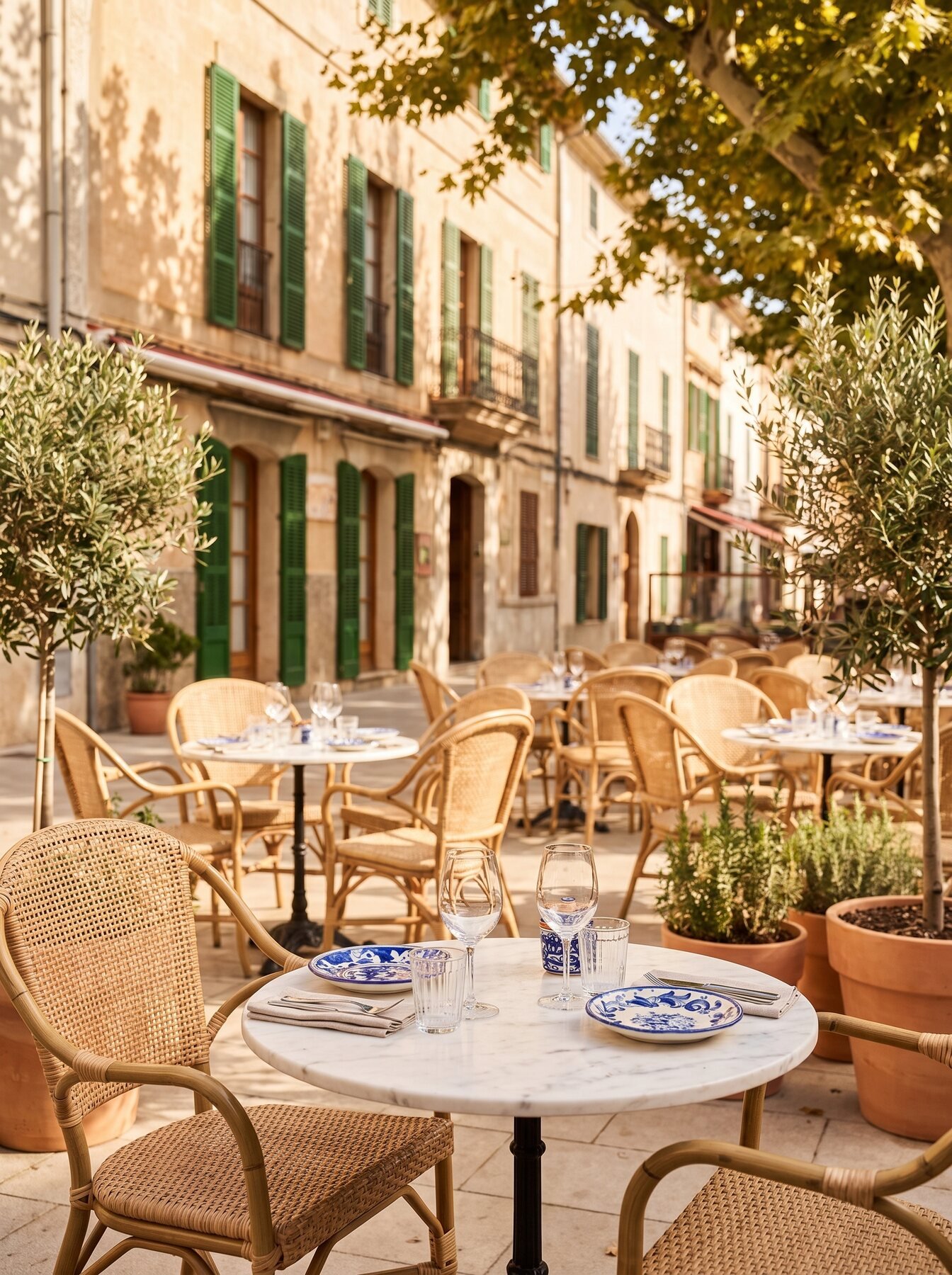 Terraza de La Vespa en la Plaça del Conqueridor de Artà